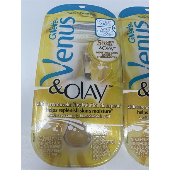 LOT OF 3 Gillette Venus & Olay Razor plus shower hook NEW yellow - Picture 2 of 7